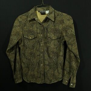 Vintage Studio West Small Womens Button‎ Long Sleeve Shirt Paisely Print